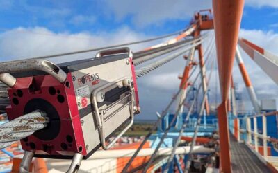 Magnetic inductive rope testing on container cranes