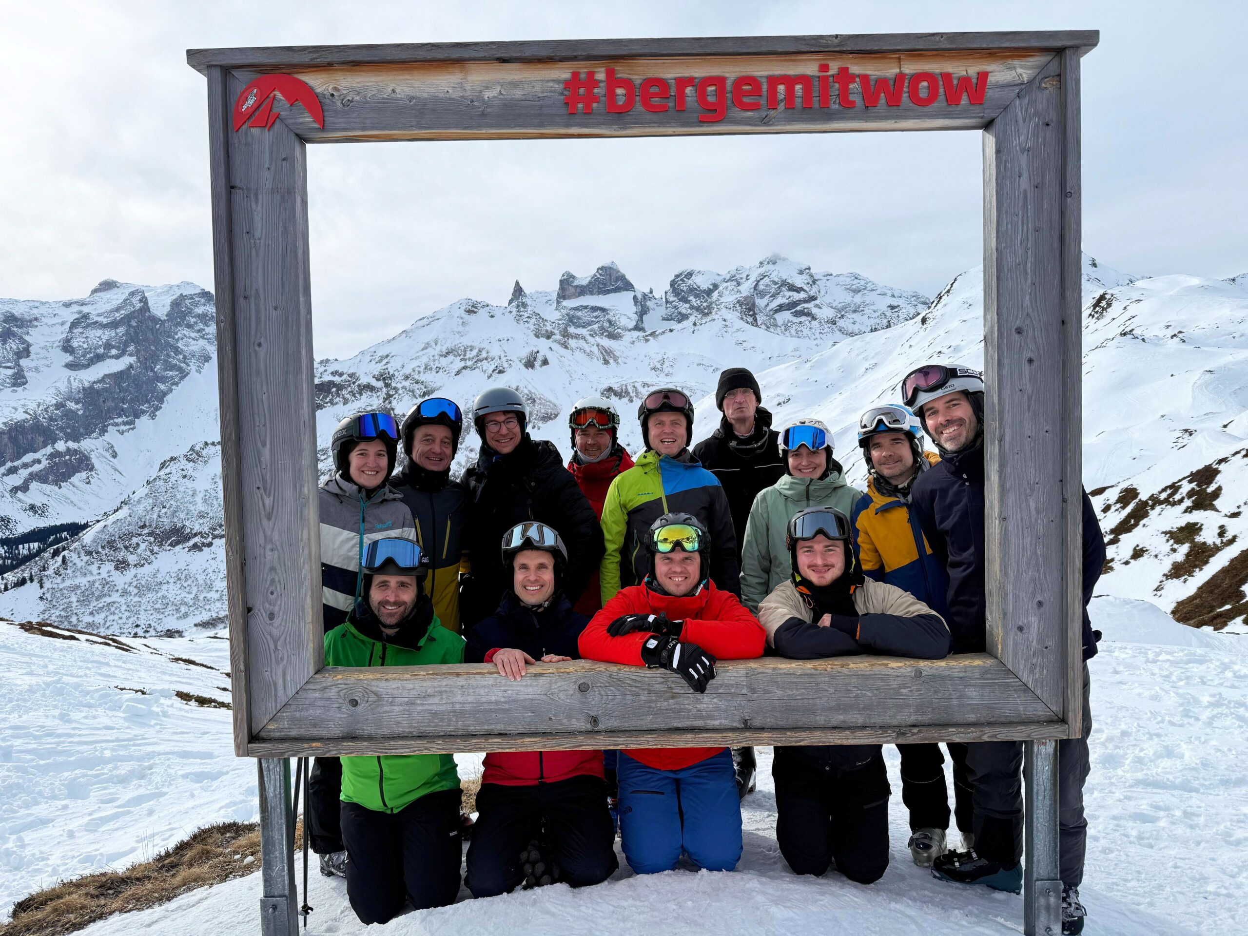 ROTEC employees in the snow during the workshop in the Silvretta Arena Montafon