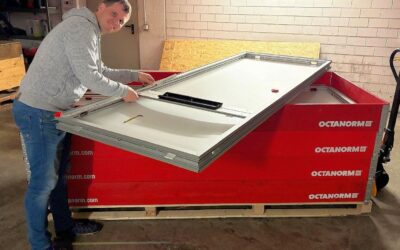 Testaufbau Messestand Mountain Planet