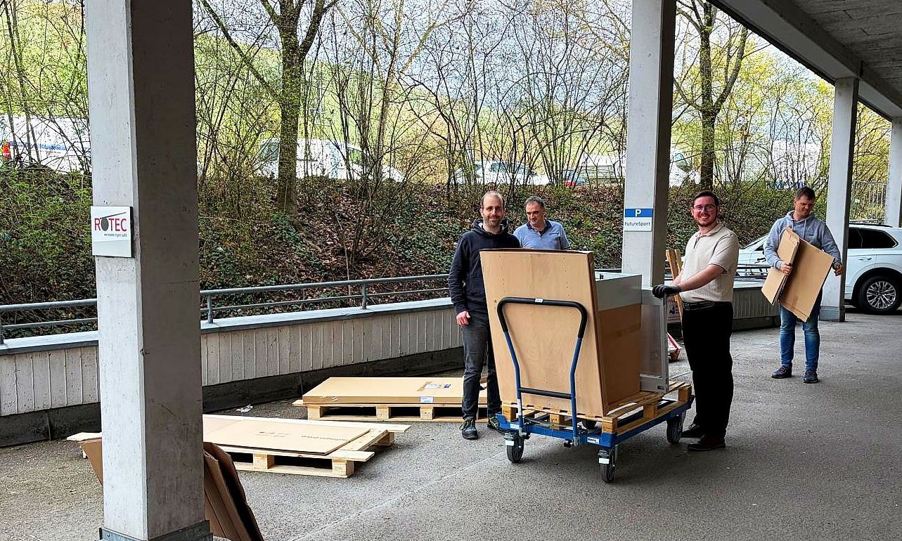 ROTEC team during test setup for the Mountain Planet trade fair