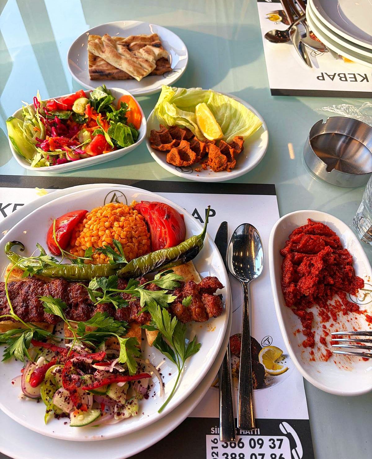 Turkish specialties at a meal in Bursa