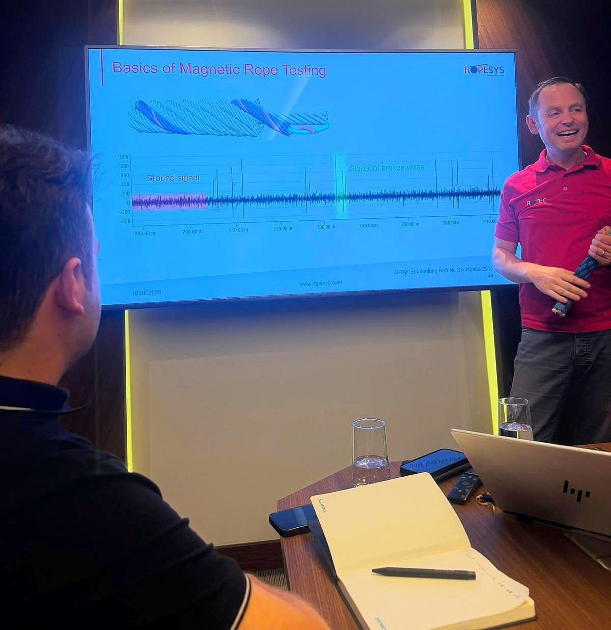Dr. Martin Wehr at a training session on rope inspection.